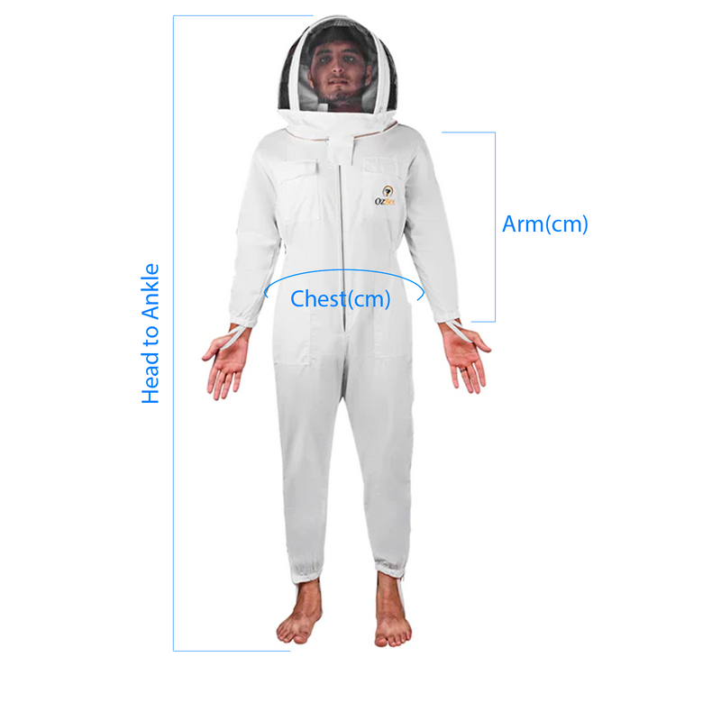 OZBEE Beekeeping Suit Standard Cotton With Hood Style Veil