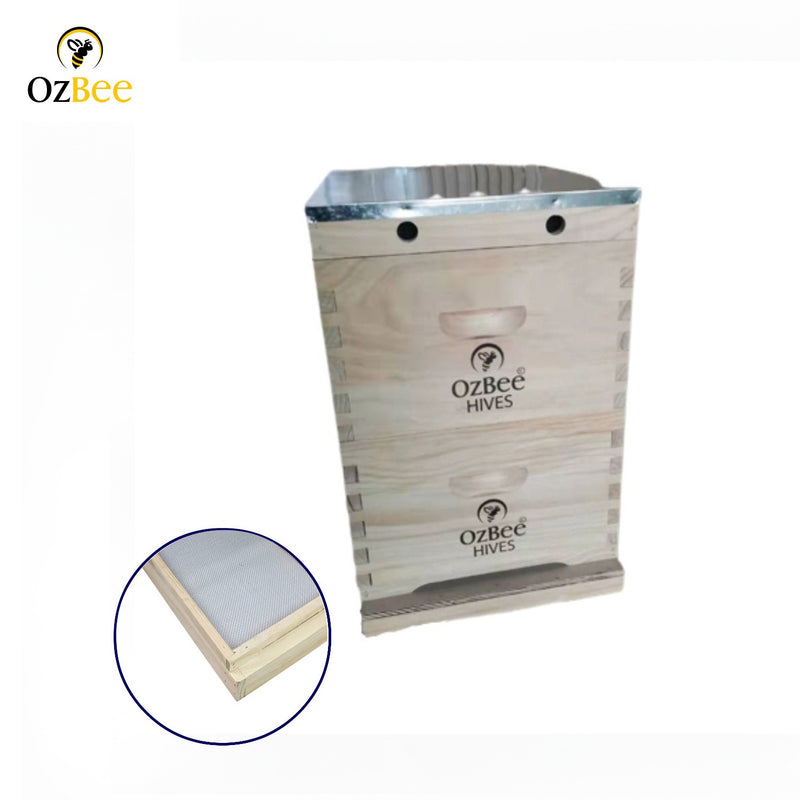 10 Frames Premium Double Beehive Kit NZ Pine Timber-Flat Pack Boxes, OZBEE Premium Beehive