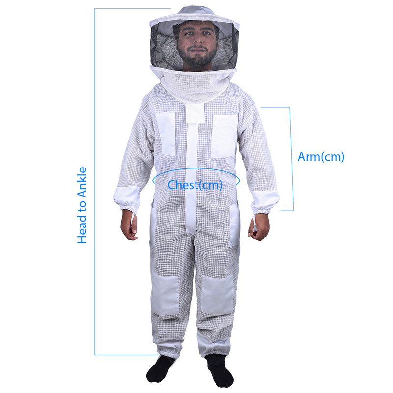 OZBEE Beekeeping Suit 3 Layer Mesh Ultra Cool Ventilated Round Head Beekeeping Protective Gear