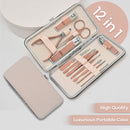12PCS/Set Tools Manicure Pedicure Kit Stainless Steel Nail Grooming Clippers Rose Gold