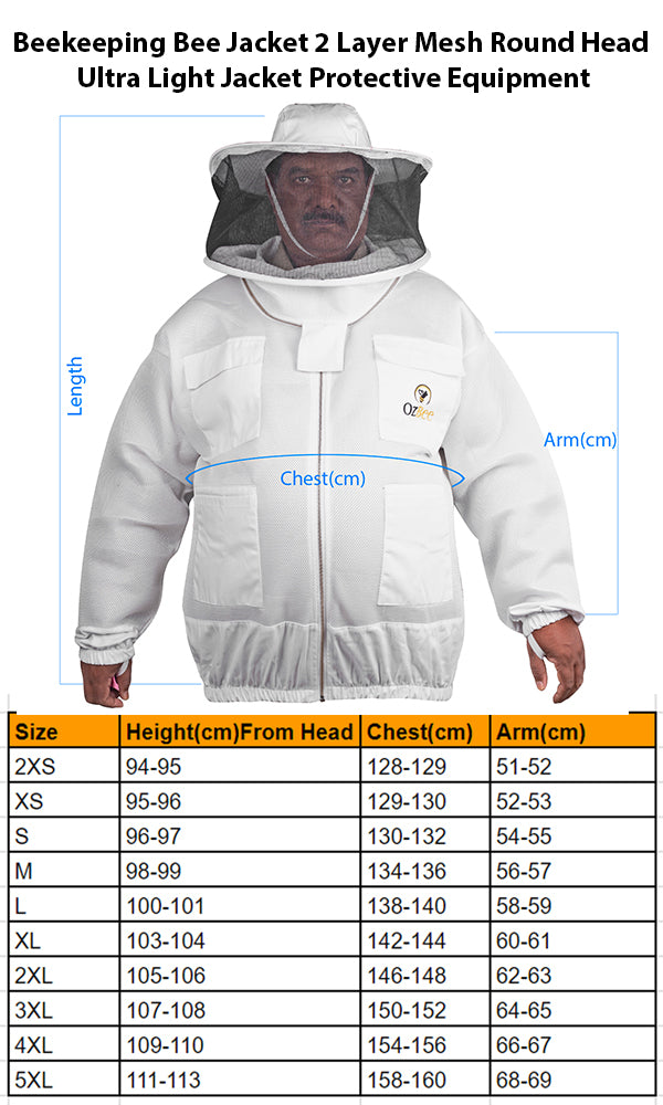 Beekeeping Bee Jacket 2 Layer Mesh Round Head Ultra Light Jacket Protective Equipment