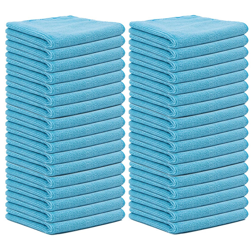 100 PCS Sky Blue Microfibre Cloths Car Cleaning  Detailing Towels Washing Duster