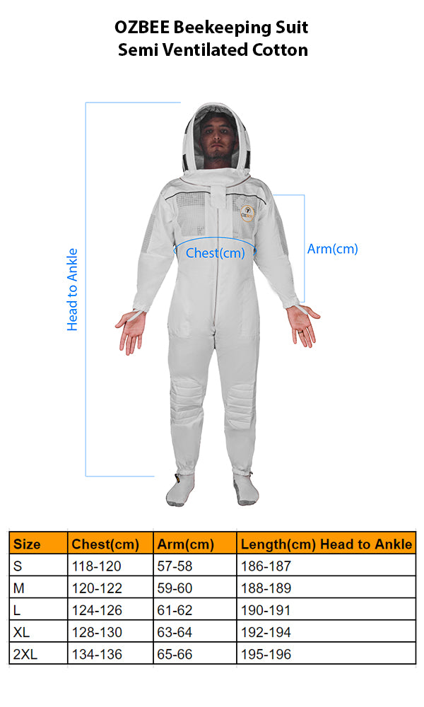 OZBEE Beekeeping Suit Semi Ventilated Cotton