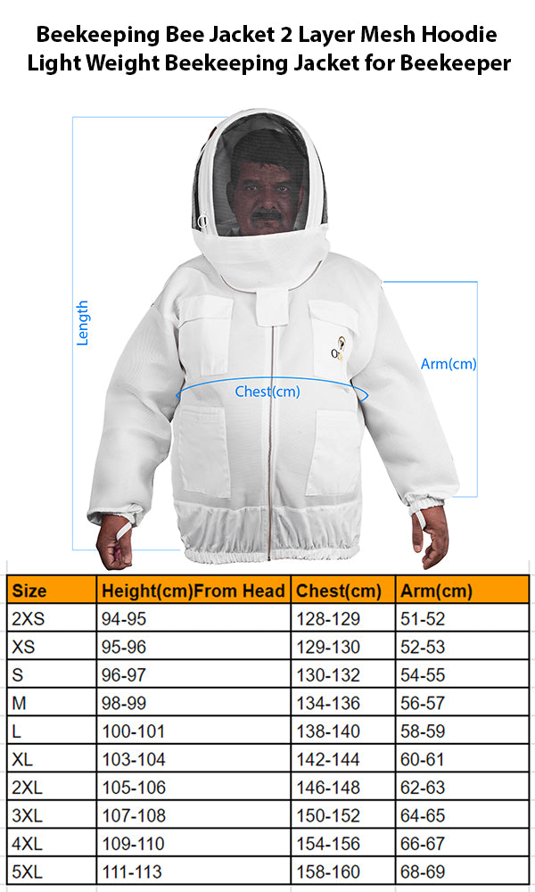 Beekeeping Bee Jacket 2 Layer Mesh Hoodie Light Weight Beekeeping Jacket for Beekeeper