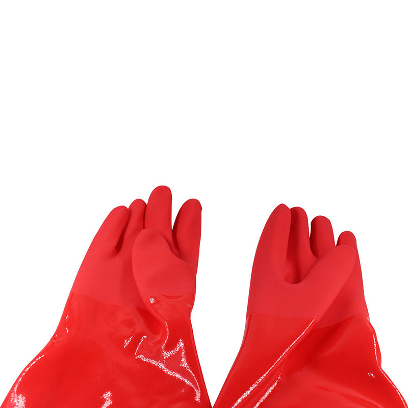 PVC Work Safety Glove Red 45cm Oil Chemical Resistant Dipped Durable Sanded