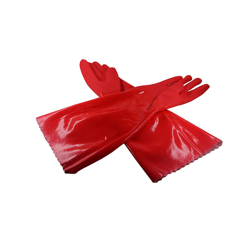 PVC Work Safety Glove Red 45cm Oil Chemical Resistant Dipped Durable Sanded