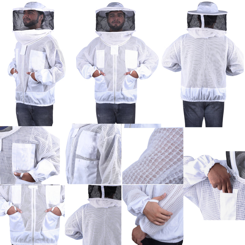 Beekeeping Bee Jacket 3 Layer Mesh Round Head Jacket Protective Equipment