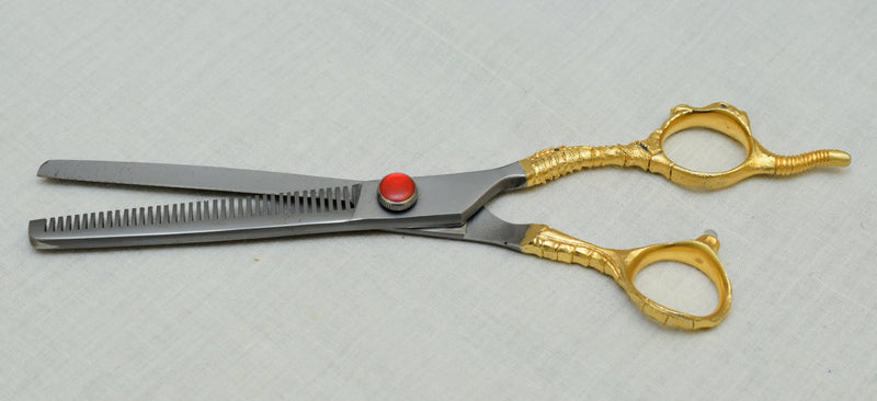 Ovial Camel- 24KT Gold Plated Professional Thinning Barber Scissor 8"