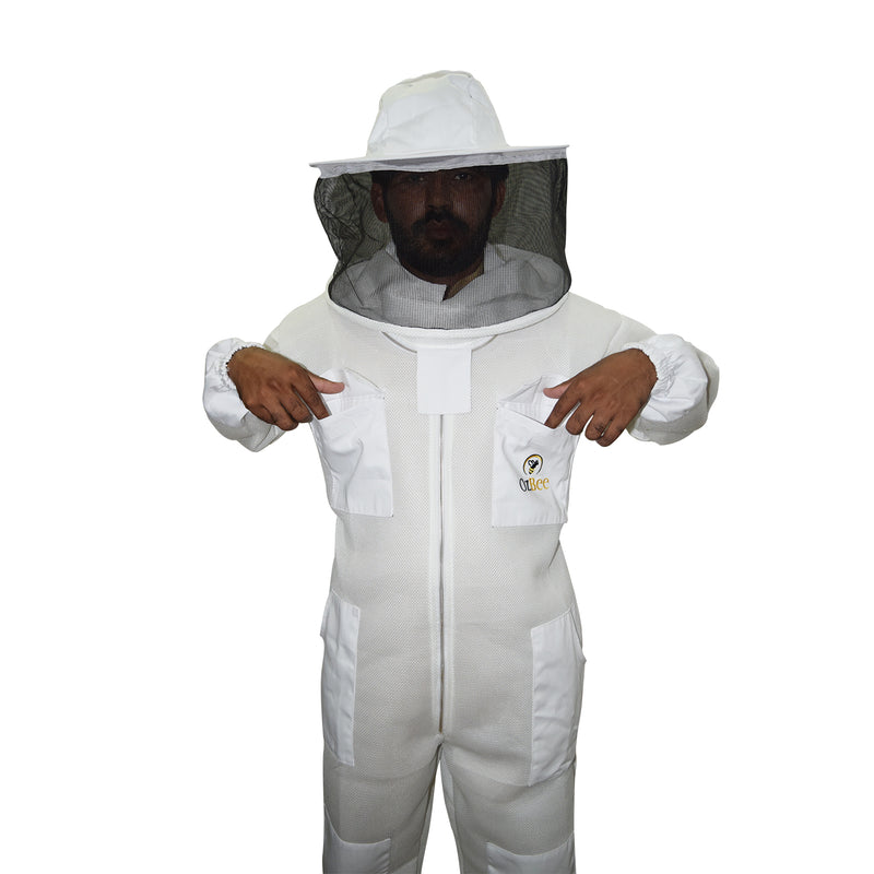 Beekeeping Starter Kit For Beekeepers With OZ Bee 2 Layer Mesh Ventilated Round Head Suit Protective Gear