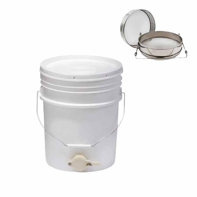 20 LTR Honey Harvesting Bucket With Honey Gate, + Stainless Steel Double layer Honey Sieve