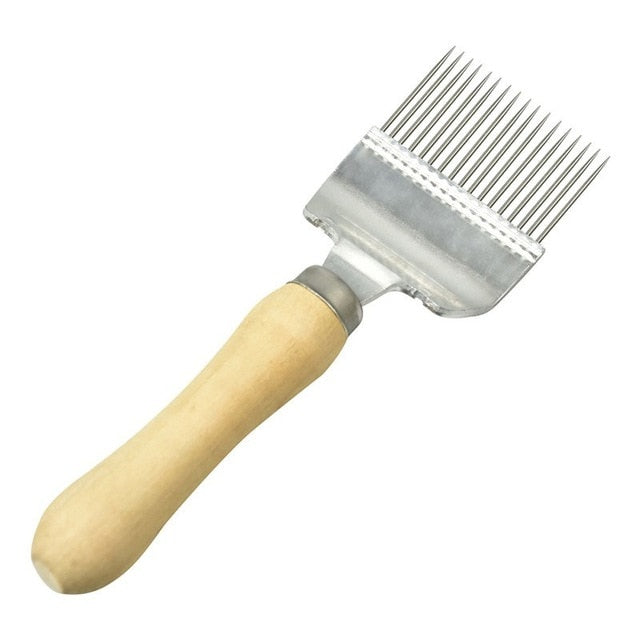 Stainless Steel Honey Knife Straight Needle Honey Comb Uncapping Fork Wood Handle Beekeeping Tools